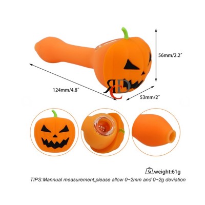 SILICONE HAND PIPE HALLOWEEN PUMPKIN SP585 1CT